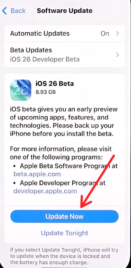iOS 26 beta install 